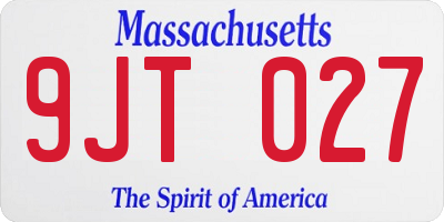 MA license plate 9JT027