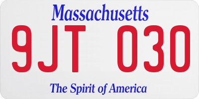 MA license plate 9JT030