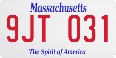 MA license plate 9JT031