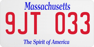 MA license plate 9JT033