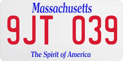 MA license plate 9JT039