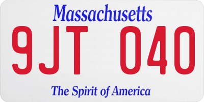 MA license plate 9JT040