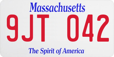 MA license plate 9JT042