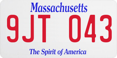 MA license plate 9JT043
