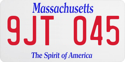 MA license plate 9JT045
