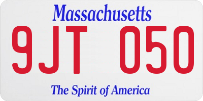 MA license plate 9JT050