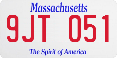 MA license plate 9JT051