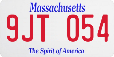 MA license plate 9JT054