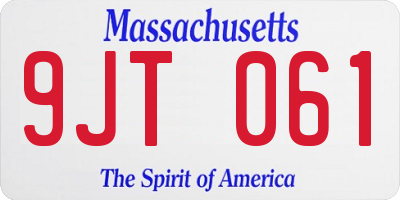 MA license plate 9JT061