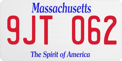 MA license plate 9JT062