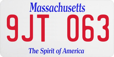 MA license plate 9JT063