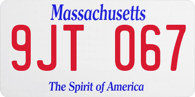 MA license plate 9JT067