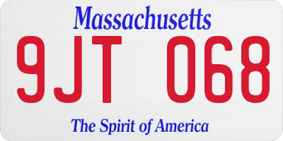 MA license plate 9JT068