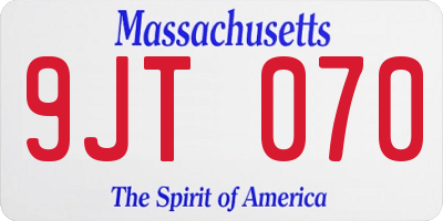 MA license plate 9JT070