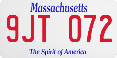 MA license plate 9JT072