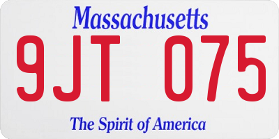MA license plate 9JT075