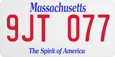 MA license plate 9JT077
