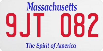 MA license plate 9JT082