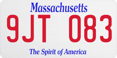 MA license plate 9JT083