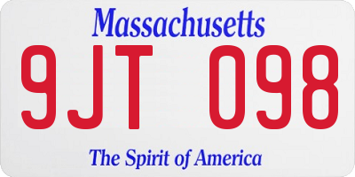 MA license plate 9JT098