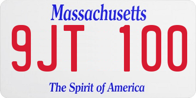 MA license plate 9JT100