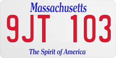 MA license plate 9JT103