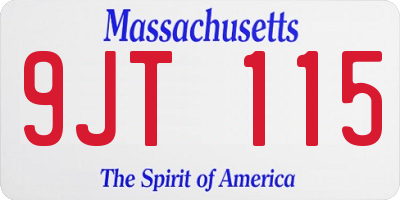 MA license plate 9JT115