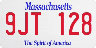 MA license plate 9JT128