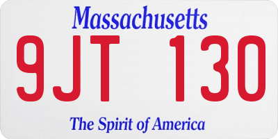 MA license plate 9JT130