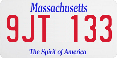 MA license plate 9JT133