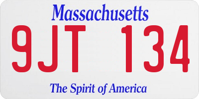 MA license plate 9JT134