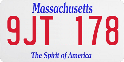 MA license plate 9JT178