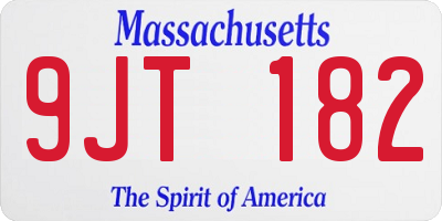 MA license plate 9JT182
