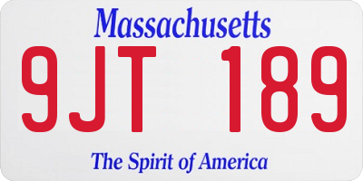 MA license plate 9JT189