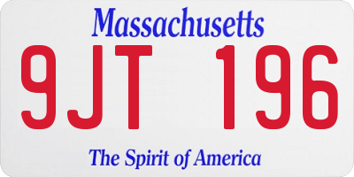 MA license plate 9JT196