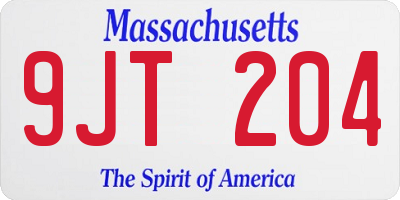 MA license plate 9JT204