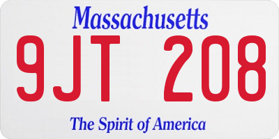 MA license plate 9JT208