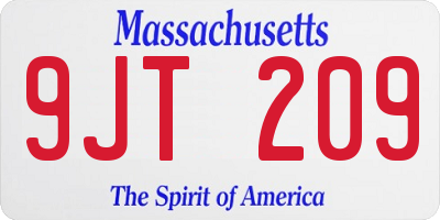 MA license plate 9JT209