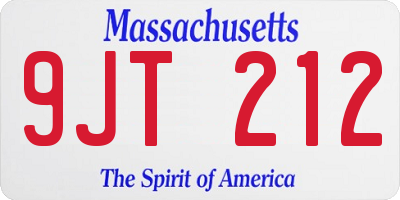 MA license plate 9JT212