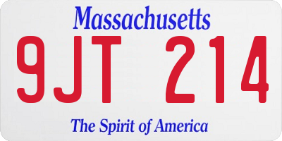 MA license plate 9JT214