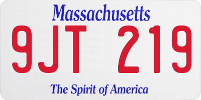 MA license plate 9JT219