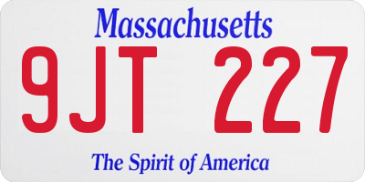 MA license plate 9JT227