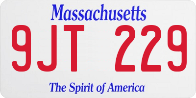 MA license plate 9JT229