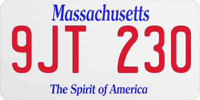 MA license plate 9JT230