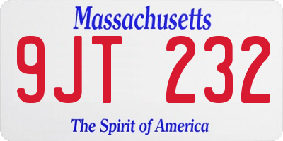 MA license plate 9JT232