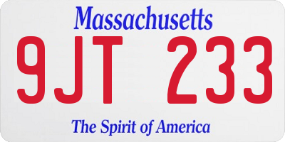 MA license plate 9JT233