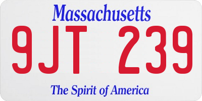 MA license plate 9JT239