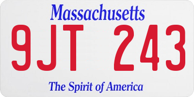 MA license plate 9JT243