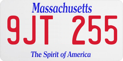 MA license plate 9JT255