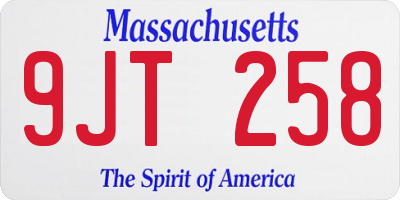 MA license plate 9JT258